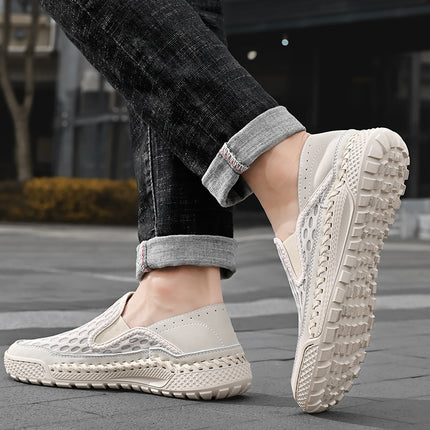 Cross-Border Hot-Selling Summer New Products Hand-Stitched Mesh Shoes Breathable Casual Lazy Slip-On Shoes Beanie Shoes Men's Shoes