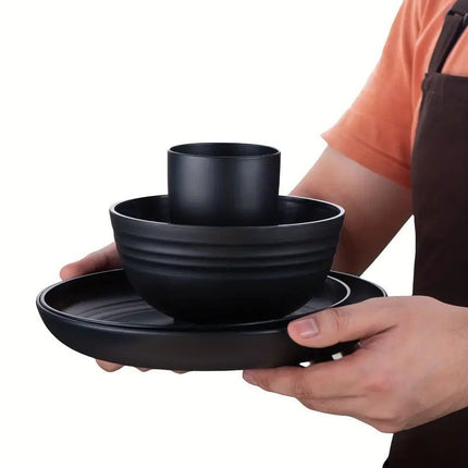 Boxed dishes and plates cup suit Amazon cross-border black wheat dishes and plates cup 16-piece wholesale