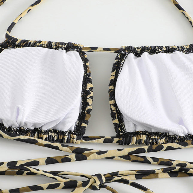 24 new European and American women sexy leopard print bikini tube top split bikini swimsuit Amazon in stock