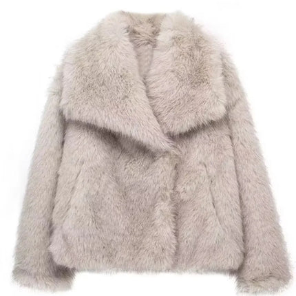 KAOPU ZA fur large lapel imitation fur coat short fashion imitation fox fur coat fluffy plush women's clothing