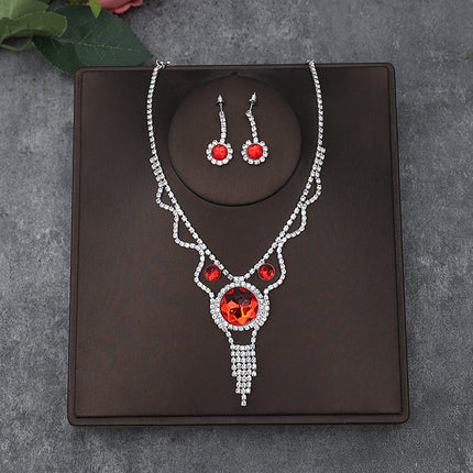 Korean Bride Necklace Earrings Two-piece Decorations Wedding Yarn Wedding Jewelry Wedding Accessories Dance Studio
