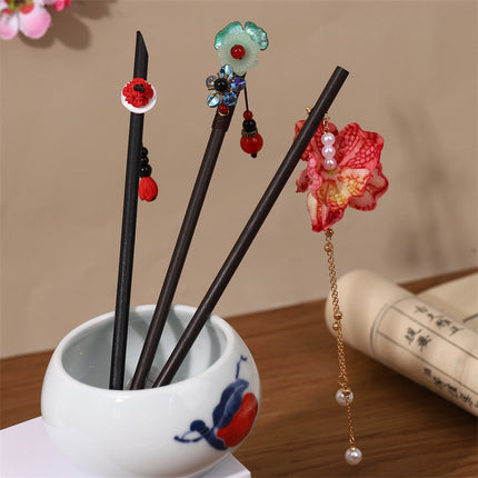 New Year Red Festive Chinese Style Hairpin Palace Style Tassel Walking Hair Hairpin Retro Hanfu Ancient Dress Cheongsam Hair Accessories Women