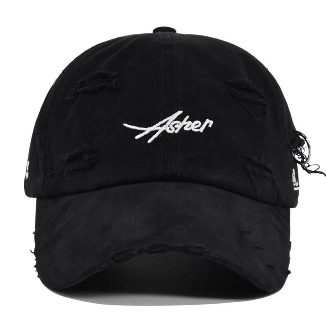 Soft Top Cap 2025 Hip-Hop Men's Korean Baseball Cap Women's Small Ripped Vintage Letter Hat New Year Face