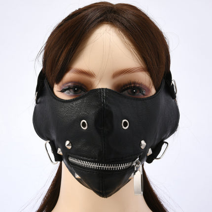 European and American Cross-border New Carnival Party Leather Mask Personalized Zipper Mask Punk Trend Retro Men's Mask