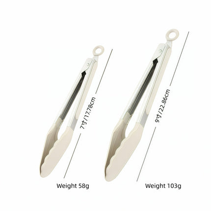 Silicone Clips for Kitchen Non-Stick Pans, Anti-Scalding and High Temperature Resistance, Household Barbecue and Steak Special Set, Stainless Steel Food Clips