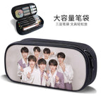 Large-capacity three-layer canvas pencil case-factory direct sales / B15676