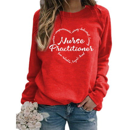 Foreign trade supply nurse practitioner printed round neck top sweater European size women's coat long sleeve span