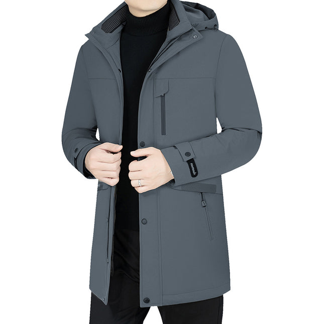 2026 Winter White Goose down Jacket, Thickened and Warm, Casual Style for Middle-Aged Men, with Removable Inner Lining, Mid-Length Coat