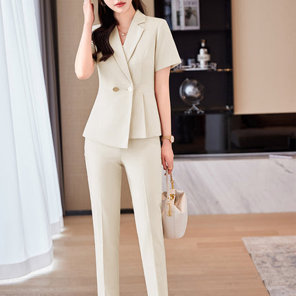 Business wear suit women's summer thin summer elegant goddess fan Gao end hotel front desk workwear suit overalls