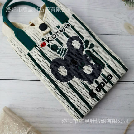 Girl's Heart-Shaped Knitted Crossbody Bag