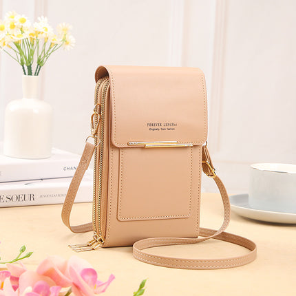 New Mobile Phone Bag Women's Korean-style Fashionable Multifunctional Crossbody Shoulder Bag Zipper Solid Color Simple Mini All-match Wallet