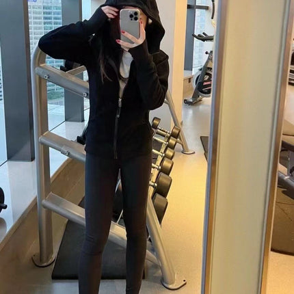 Lulu Original Scuba Cardigan Full Zipper Slim Long-Sleeved Hoodie Hooded Jacket Jacket Sweatshirt Women's Top
