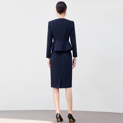 Aishangchen's High-End Navy Blue Suit Is Elegant and Versatile, Hotel Manager's Front Desk Formal Occasion Professional Wear