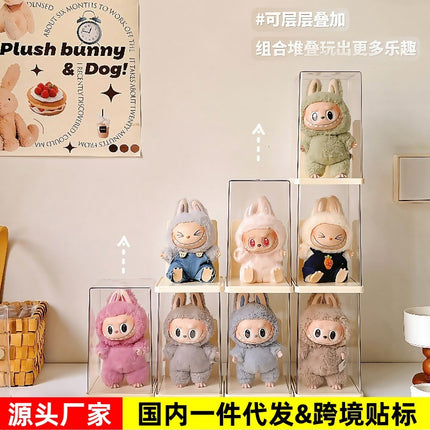 Labubu Transparent Display Box Single Stackable Labubu Vinyl Storage Box Hand-held Doll Blind Box Storage Rack