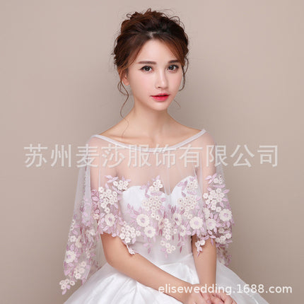 Spot Mesh Lace Shawl Women's Thin Pullover Cloak Bride Wedding Dress Wedding Shawl Ebay Amazon