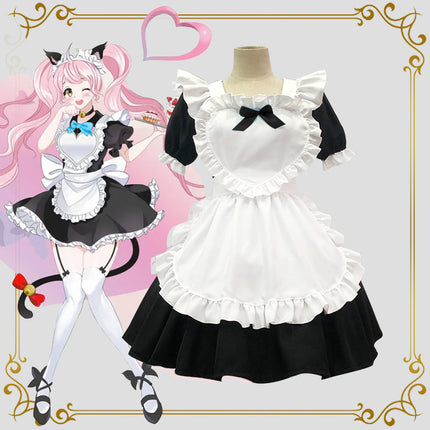 Japanese Black Classic Maid Outfit Alice Soft Girl Lolita Maid Dress Cafe Dress