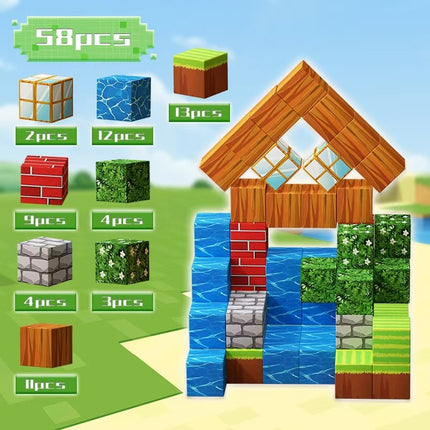 Cross-border My Magnetic Cube World Magnetic Suction Stone Building Blocks Children's Gift Educational Assembled Boy's Toy Interactive