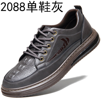 Autumn 2023 New Black Men's Business Casual Leather Shoes Men's Korean Style Youth Board Shoes Lace Breathable Men's Shoes