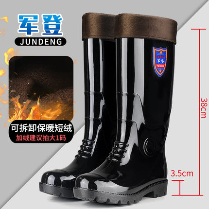 Kitchen High-Top Thickened Chef Rubber Shoes Non-Slip Rain Boots Waterproof Oil-Proof Kitchen Shoes with Cow Tendon Sole Men's Long Water Shoes