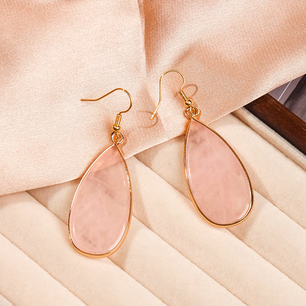 Zhuhang Jewelry Cross-Border New Natural Stone Earrings Light Luxury High-End Earrings Blue Pine Green Eye Stone Earrings Wholesale