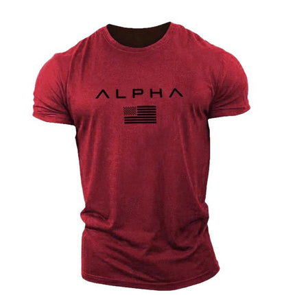 Sports short-sleeved men's T-shirt loose trendy fitness training muscle Iron Dog Brothers casual letters summer style