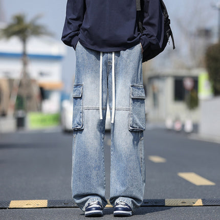 Cargo Jeans Men's American Style Loose Youth Straight Pants Men's Pants New Spring and Autumn Casual Trousers