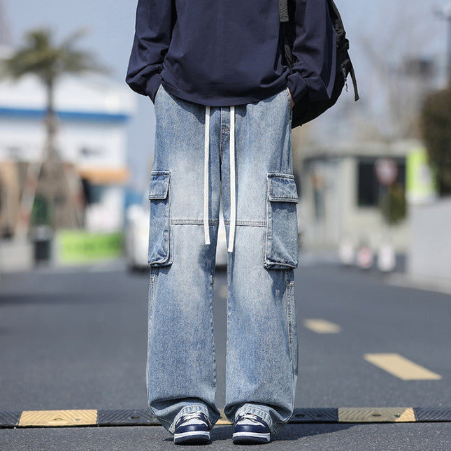 Cargo Jeans Men's American Style Loose Youth Straight Pants Men's Pants New Spring and Autumn Casual Trousers