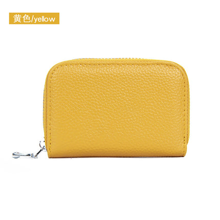 Foreign Trade Top Layer Cowhide Organ Genuine Leather Card Bag Multi-Card Bits Large Capacity RFID Anti-degaussing Men's Certificate Card Cover Women