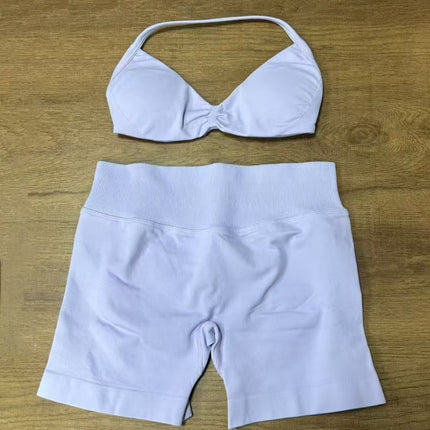 suit DF Amazon Explosions Shorts Small Bra High Elastic Superfine Extinction Nylon Hanging Neck Beauty Back Sports Vest