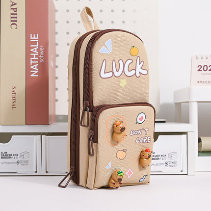 Large-Capacity Pencil Case, High-Quality Appearance, Stationery Bag for Male and Female Students, Junior High School Portable Backpack Pencil Case, Kapibara Ins Style