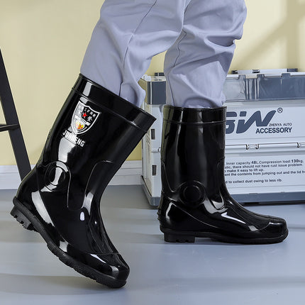 Extra Large Size Men's and Women's Mid-high Rain Boots Non-slip Waterproof Shoes fleece-lined Thickened Rain Boots Labor Protection Shoes Rubber Shoes Summer Shoes