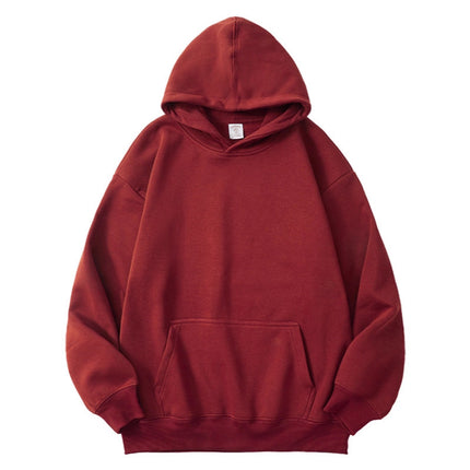 2025 Autumn/Winter 1334 Style Loose Casual 350g Fleece Solid Color Fleece-Lined Thick Pullover Hoodie