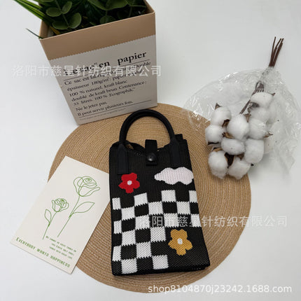 Girl's Heart-Shaped Knitted Crossbody Bag