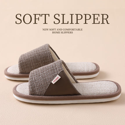Linen Slippers for Men 2025 New Summer Indoor Home Soft-Soled Non-Slip Breathable Deodorant Cotton and Linen Slippers for Men