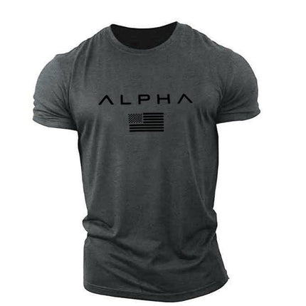 Sports short-sleeved men's T-shirt loose trendy fitness training muscle Iron Dog Brothers casual letters summer style
