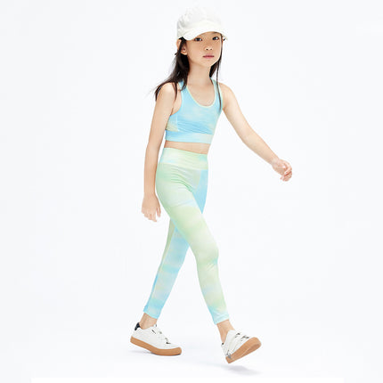 Cross-border Foreign Trade Children's Quick-drying Clothes Suit Sports Fitness Training Running High Elastic Skin-friendly Breathable Yoga Clothing for Girls