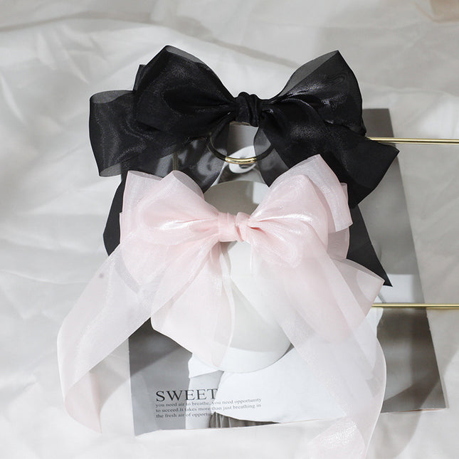Korean Style Clip Princess Hairpin Organza High-End Hair Spring Clip Headdress Super Fairy Bow Student Hair Accessories