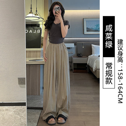Plus Size 40kg-77.5kg Wide-Leg Pants for Women, Summer Thin Sun-Protective High-Waisted Drapey Casual Pants Yamamoto