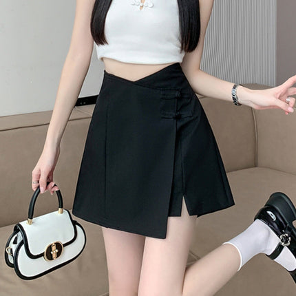 Summer Short Skirt 2024 A-Line Skirt New Style Figure-Proof High-Waisted Black Suit Pear-Shaped Skirt for Women