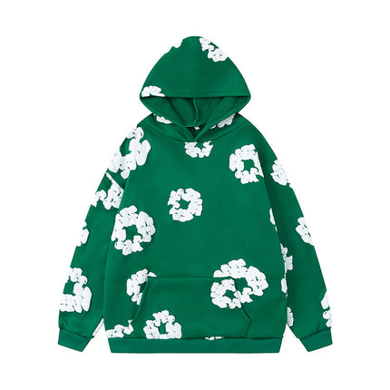 Cross-border Flower Printed Trendy Brand Same Style Hooded Sweater European and American Loose Hoodie Men's and Women's Sweater suit Men's Trendy Brand