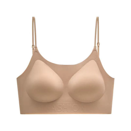 Seamless Bra Liquid Foundation Underwear Women's Breathable Bra Small Chest Push-up Rimless Thin Shoulder Strap Beautiful Back Bra