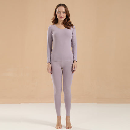Autumn and Winter Pure Cotton Thermal Underwear Set for Women, Solid Color Base Layer, All-Cotton Sweater, Thin Thermal Underwear for Students and Young Girls