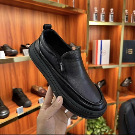 Leather Shoes Men's Dress Pure Leather Slip-on Black Breathable Non-slip Casual Business Fashion All-match Men's Shoes