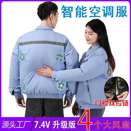 Upgraded four fan air conditioning clothes men's rechargeable refrigeration clothes with fan men's and women's work clothes