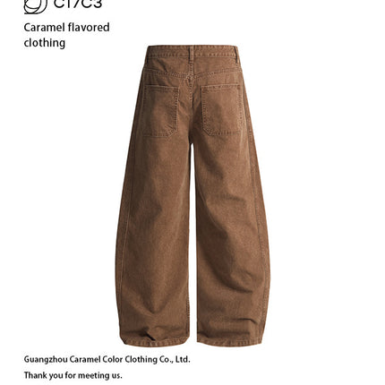 Unisex Jtw Street-Style Washed Jeans for Men and Women, Versatile Silhouette, Slimming Floor-Length Pants, Distressed Deconstructed Slub Denim Knife-Cut Jeans