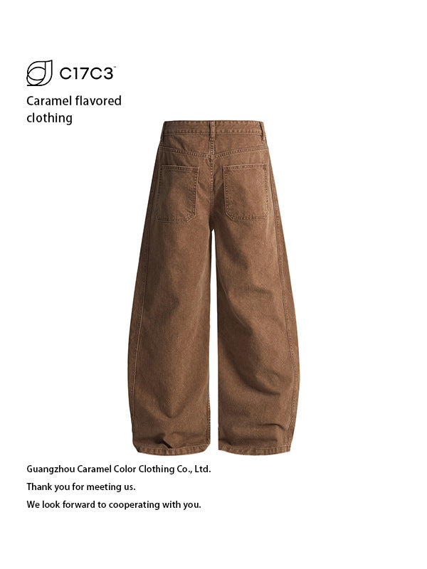 Unisex Jtw Street-Style Washed Jeans for Men and Women, Versatile Silhouette, Slimming Floor-Length Pants, Distressed Deconstructed Slub Denim Knife-Cut Jeans