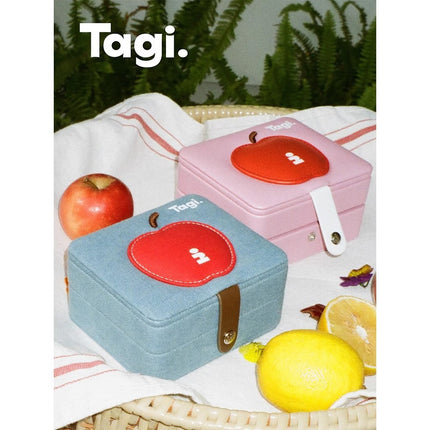 Tagi.Apple Compressed Biscuit Creative Niche Cute Jewelry Box Portable Double-Layer Large-Capacity Storage Box