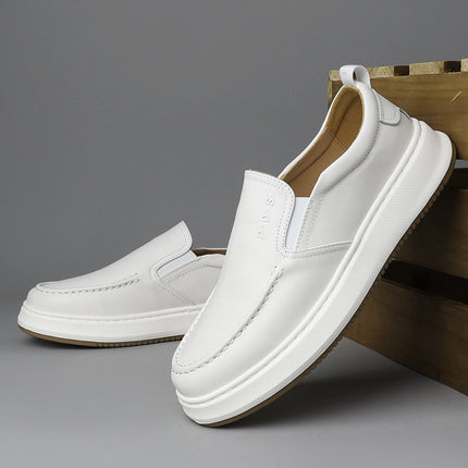 Lazy Shoes 2025 Summer New Men's Breathable Slip-On Loafers Versatile Genuine Leather Lightweight Soft Sole Men's Shoes
