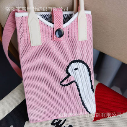 Girl's Heart-Shaped Knitted Crossbody Bag