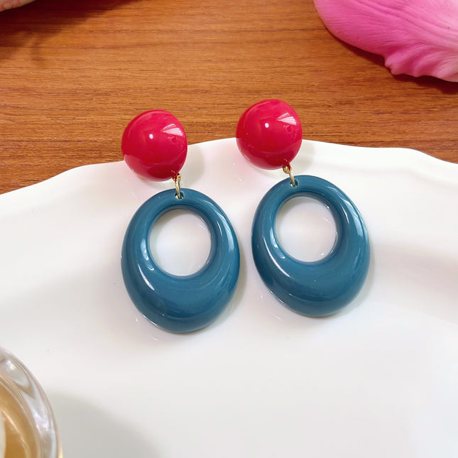 Vintage Hong Kong style contrast color earrings 2024 new popular earrings without earholes mosquito incense plate ear clip